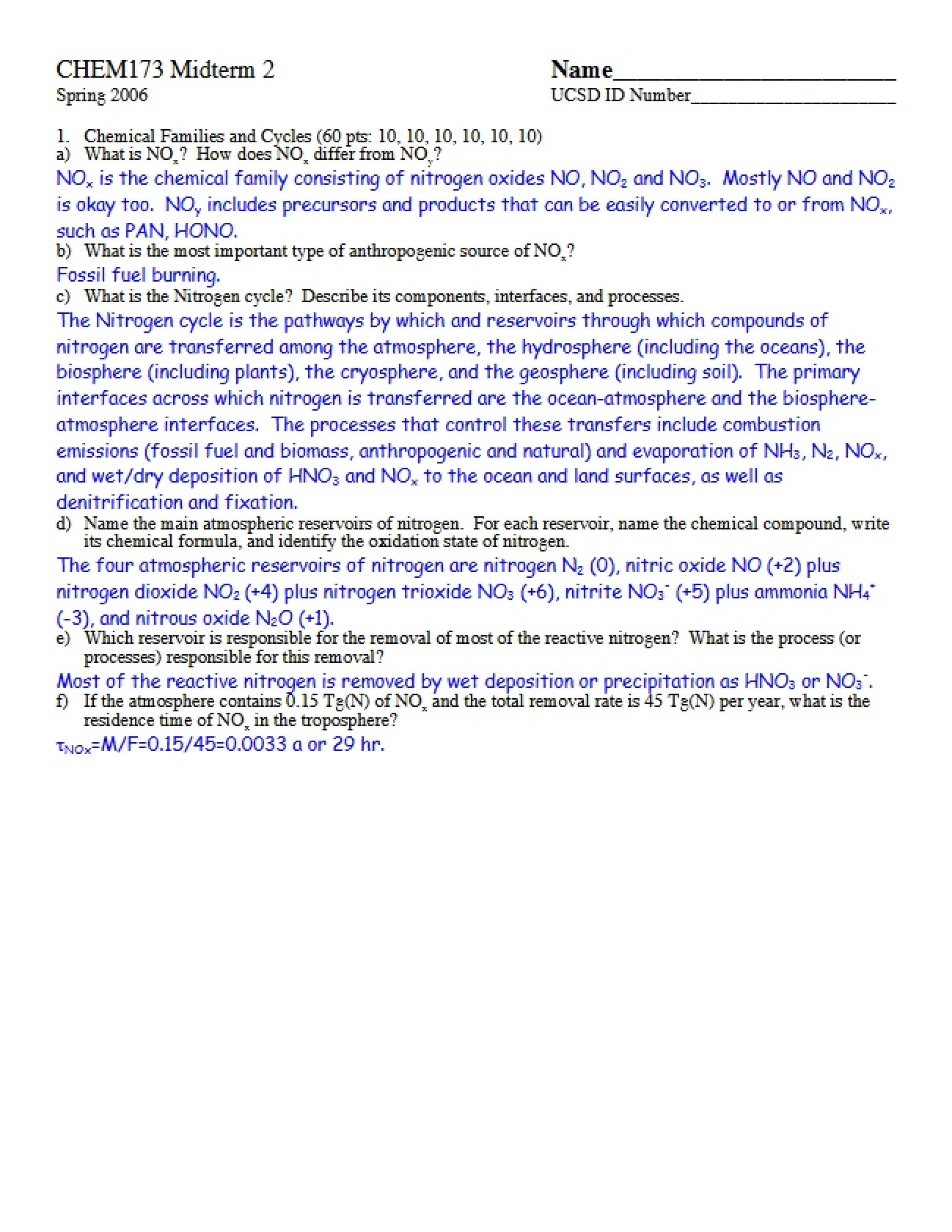 CHEM 173 Midterm Assessment 2