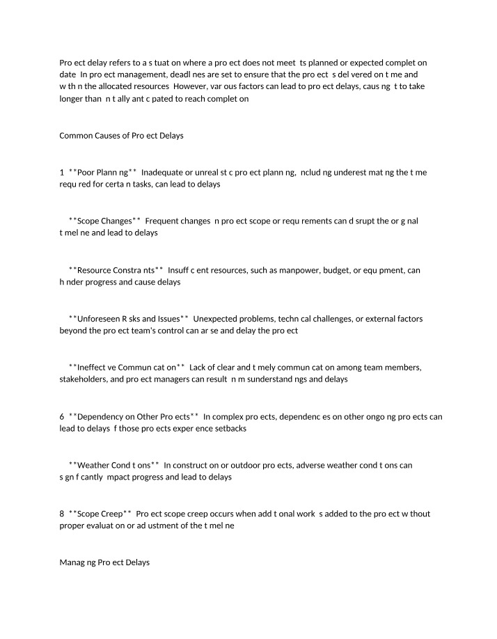 Managing Project Delays - Causes and Strategies