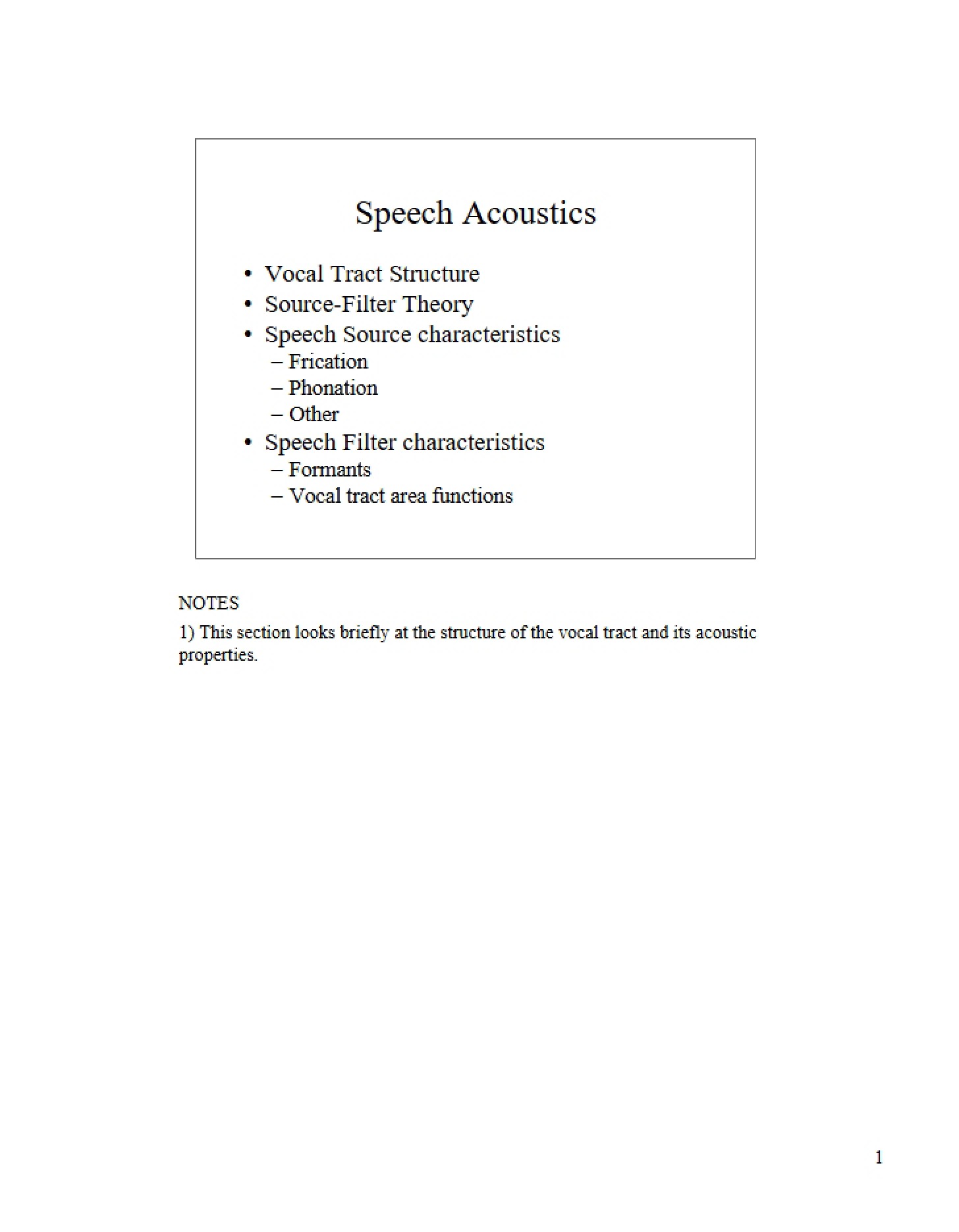 Acoustics of Speech