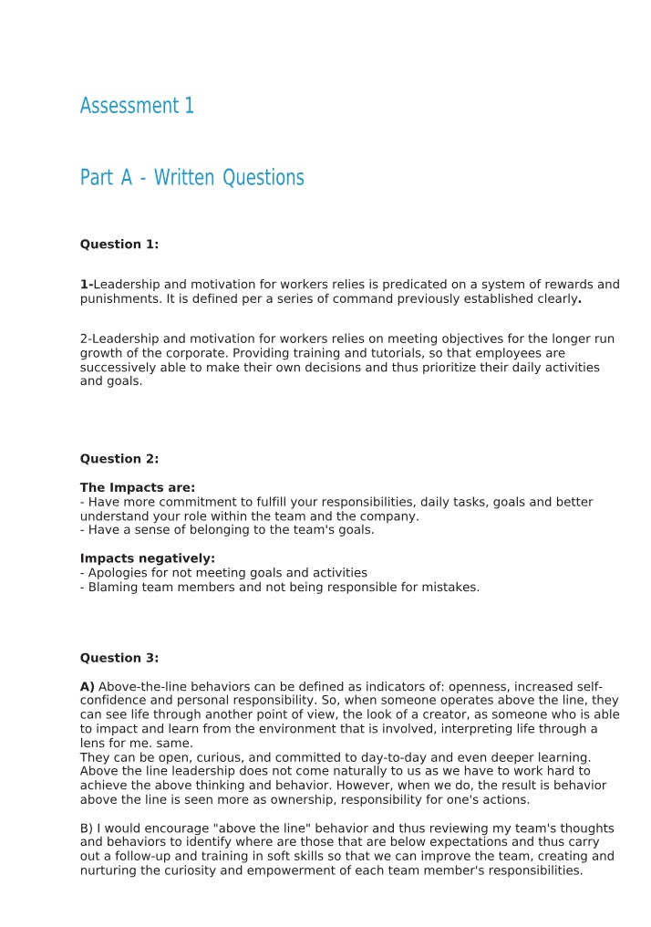 Leadership and Management Assessment 1 Primary