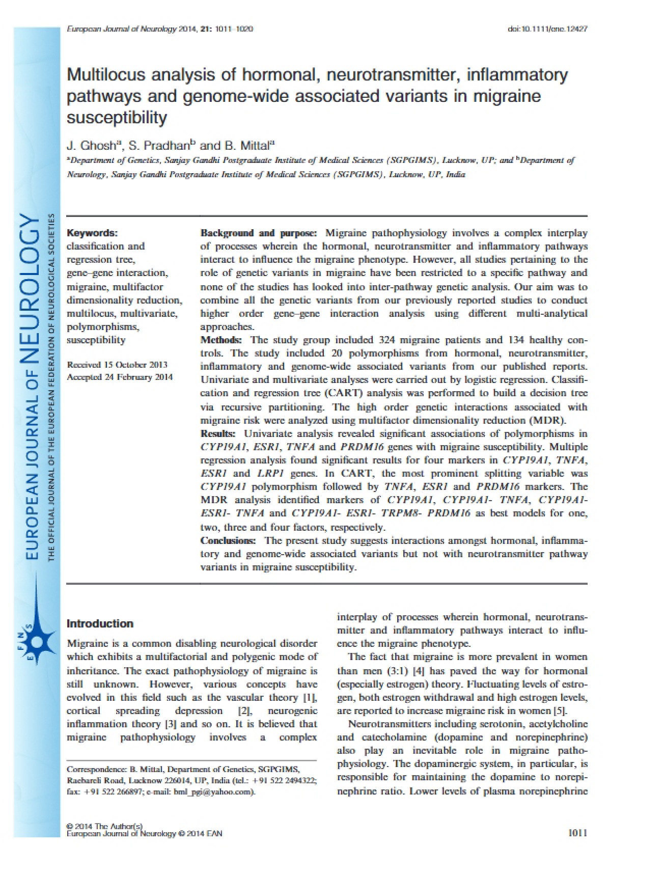Neurological Research Article (2014)