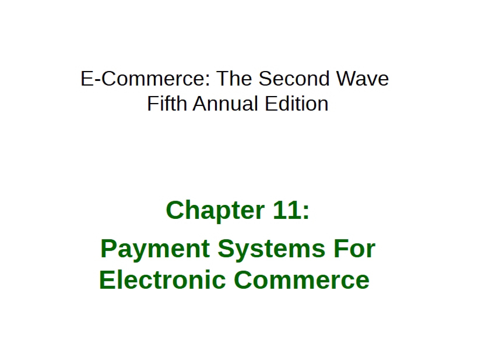 Electronic Commerce Payment Methods