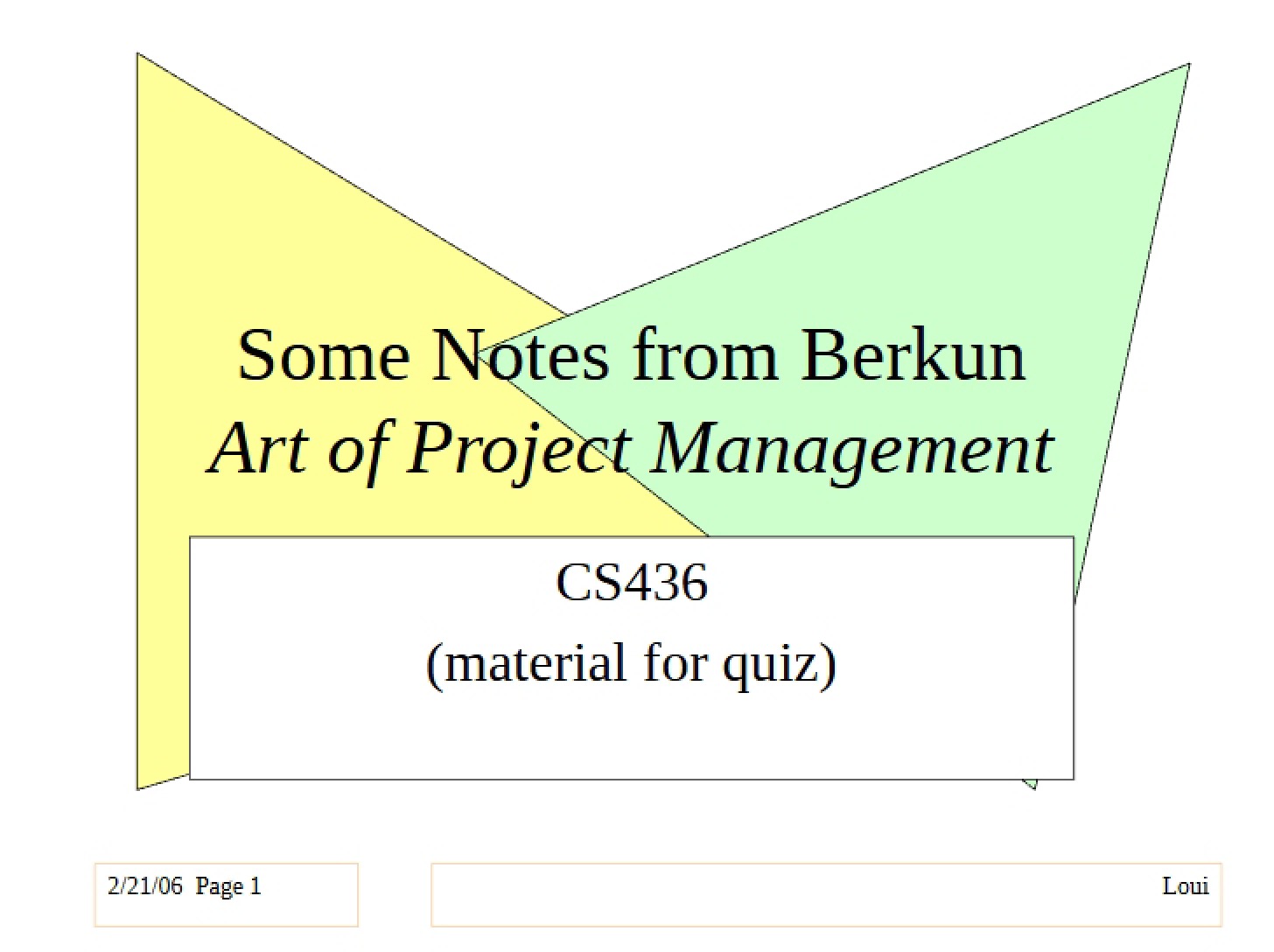 Notes on Course Material
