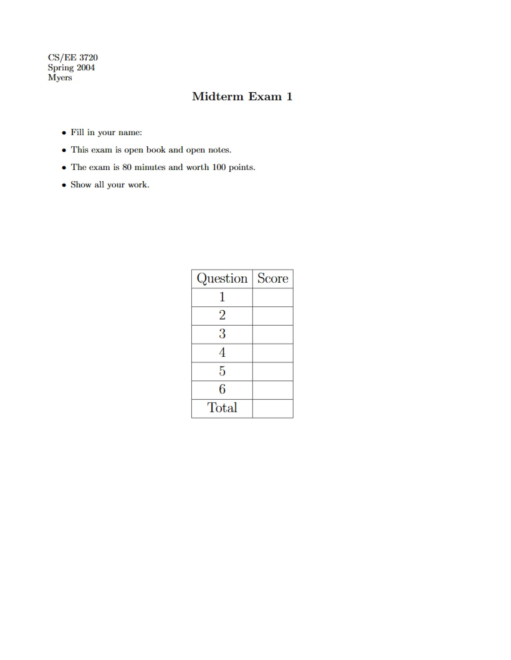 First Midterm Test