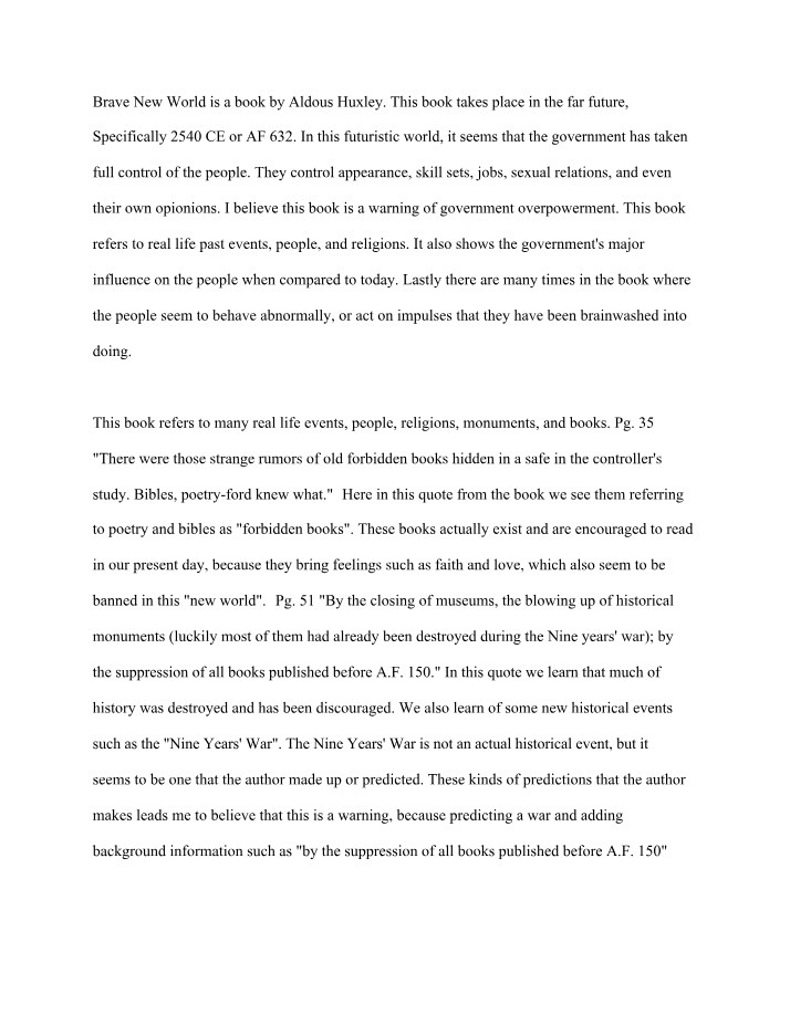 Brave New World Essay by Alba Reyna