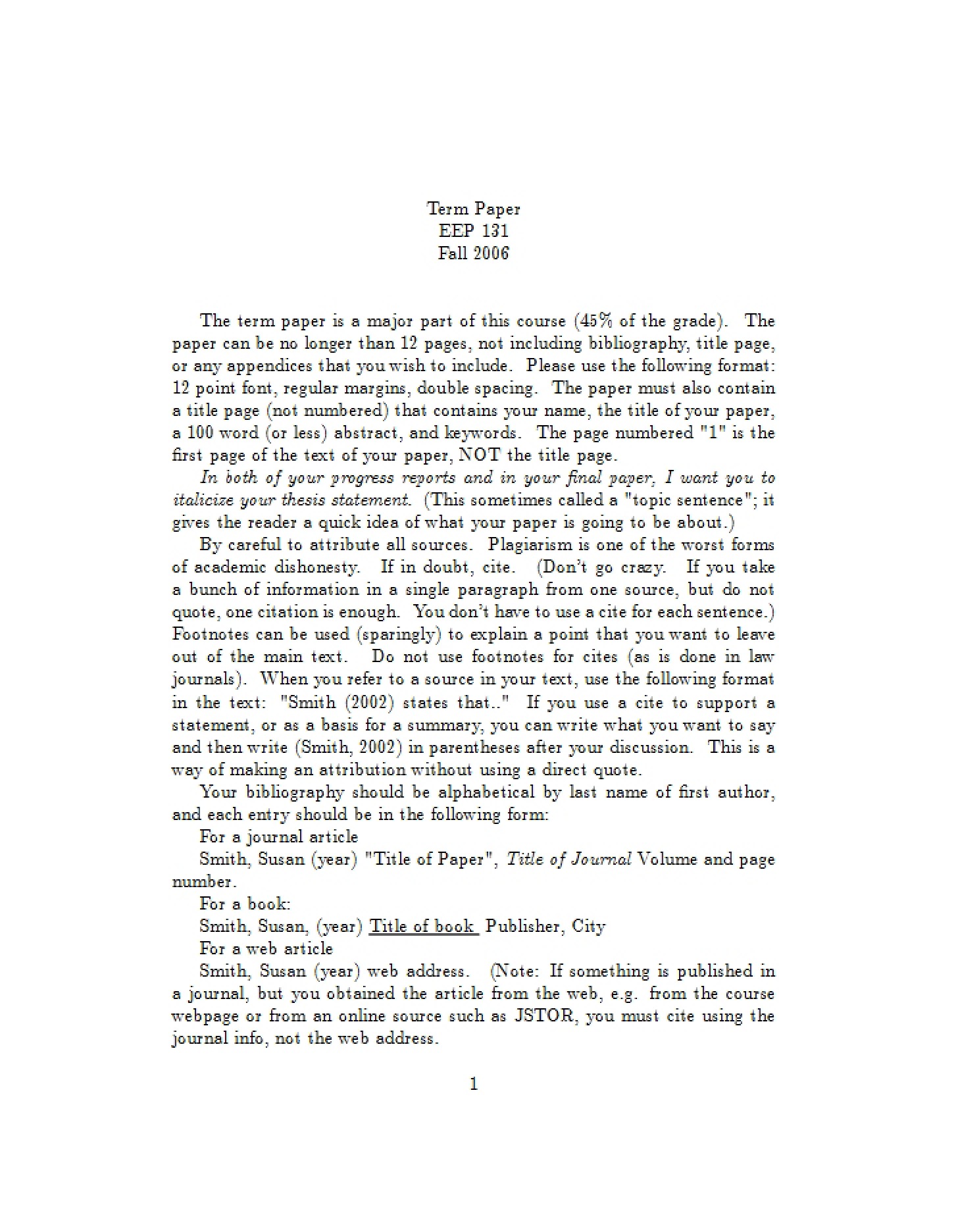 Term Paper for EEP 131