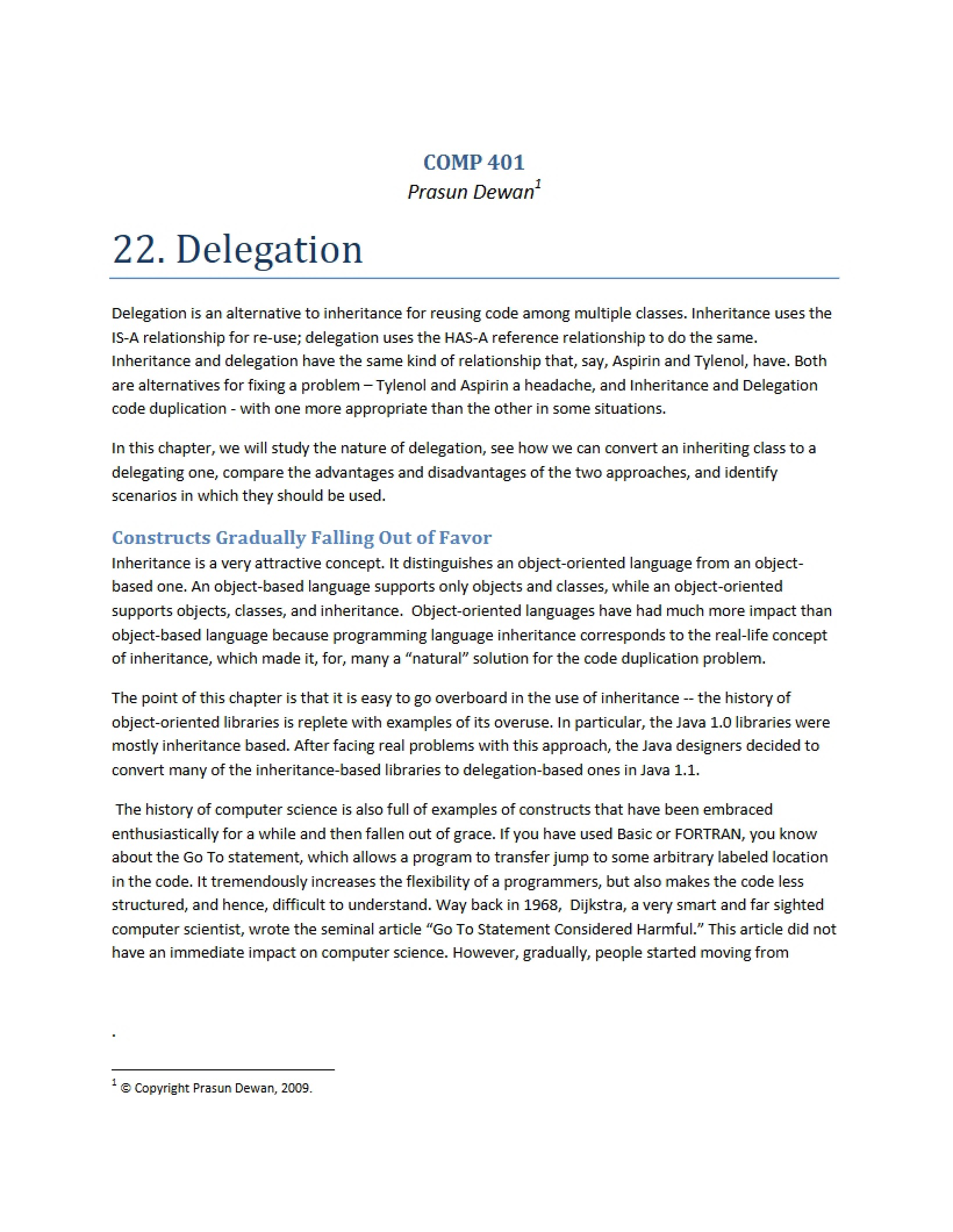 Delegation in Programming