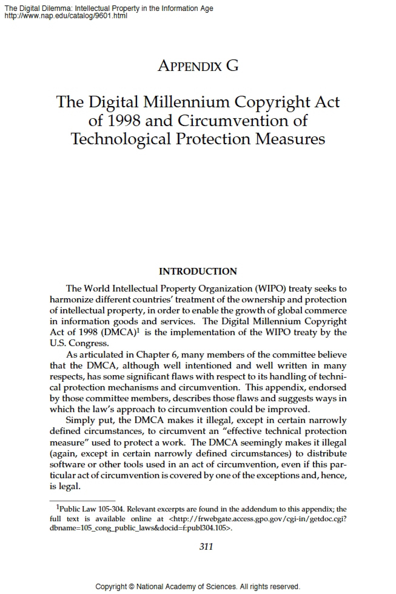 DMCA 1998 (Digital Millennium Copyright Act)
