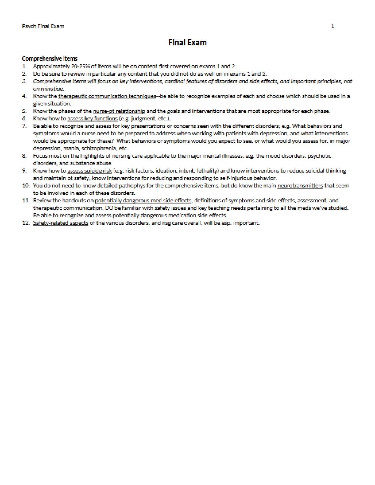 Mental Health Final Exam