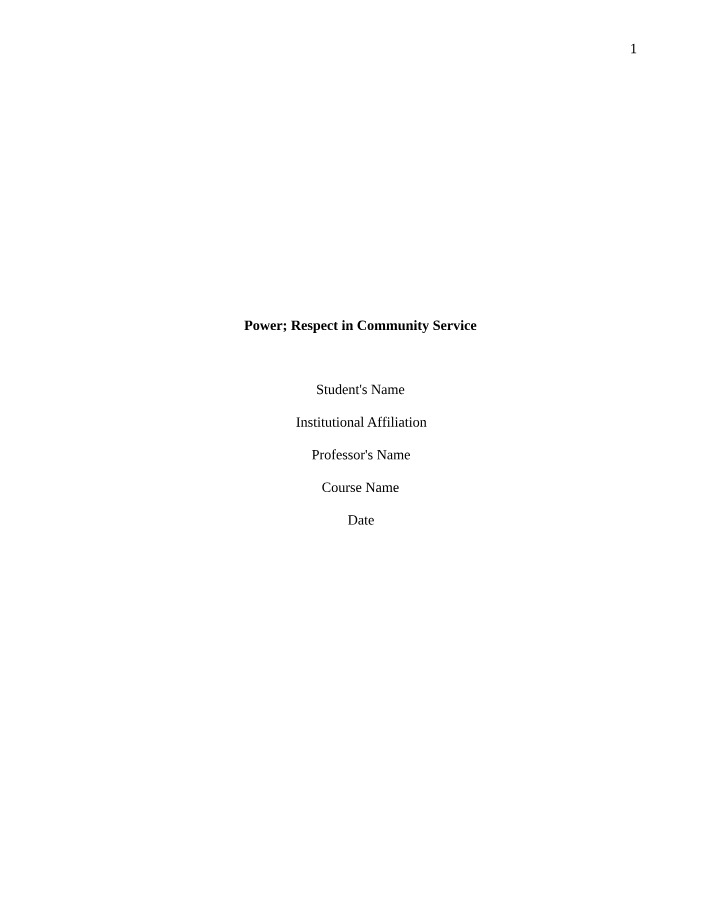Power and Respect in Community Service