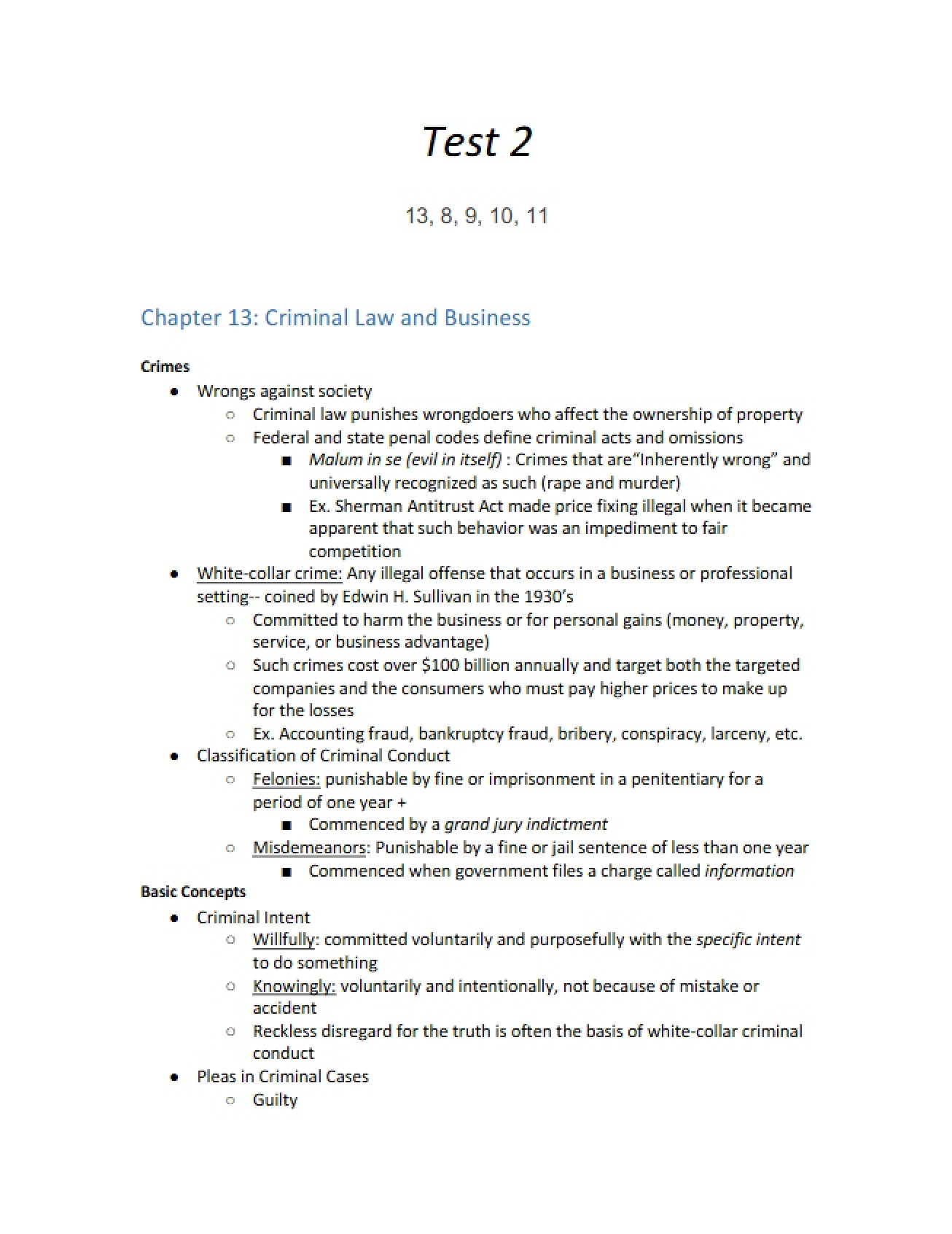Chapter 13 Criminal Law and Business