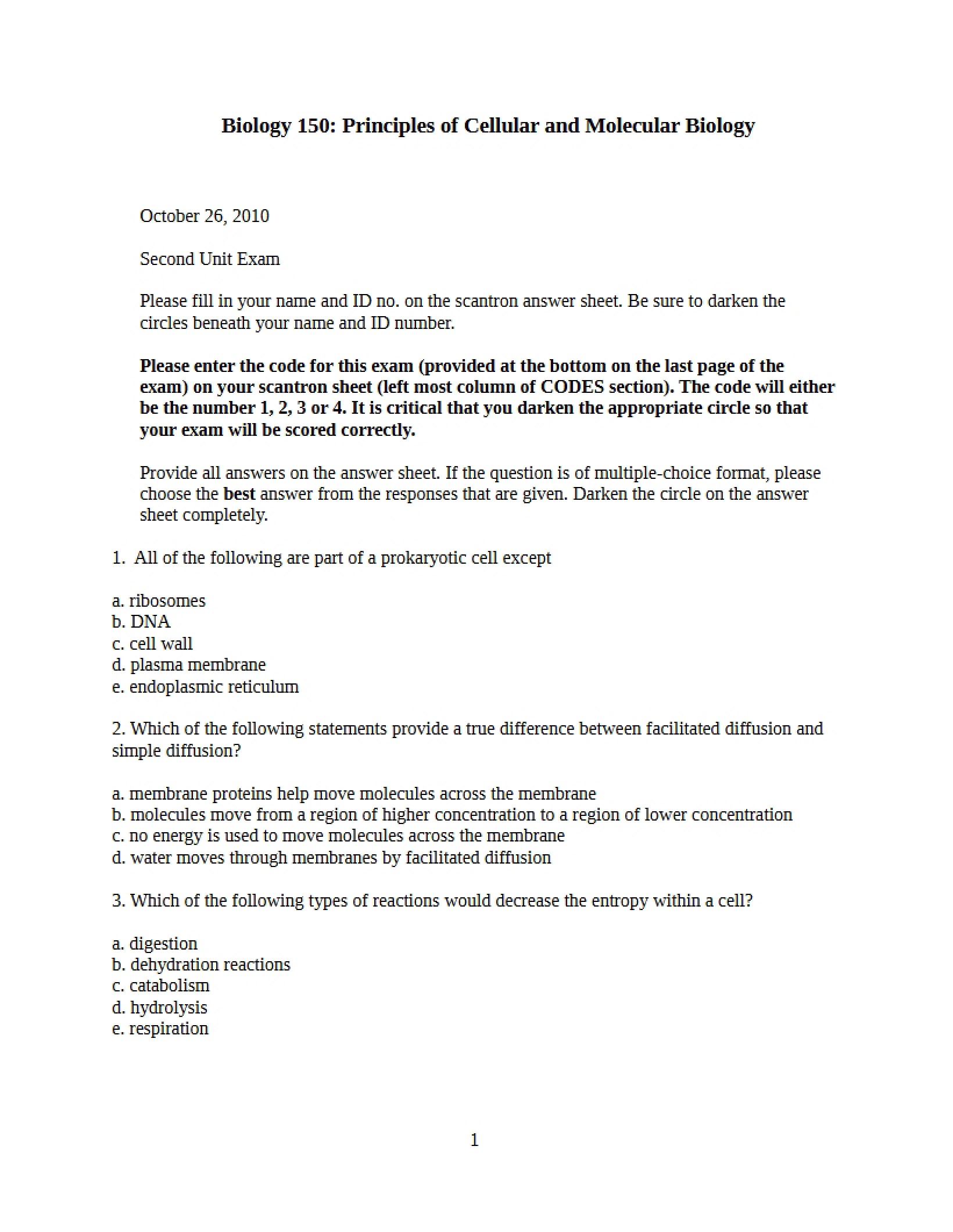Exam Two Code 2 (Oct 26, 2010)