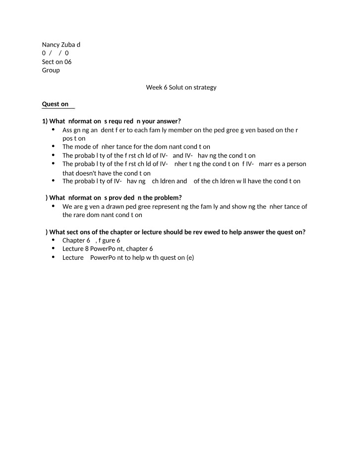 Solution Strategy for Week 6