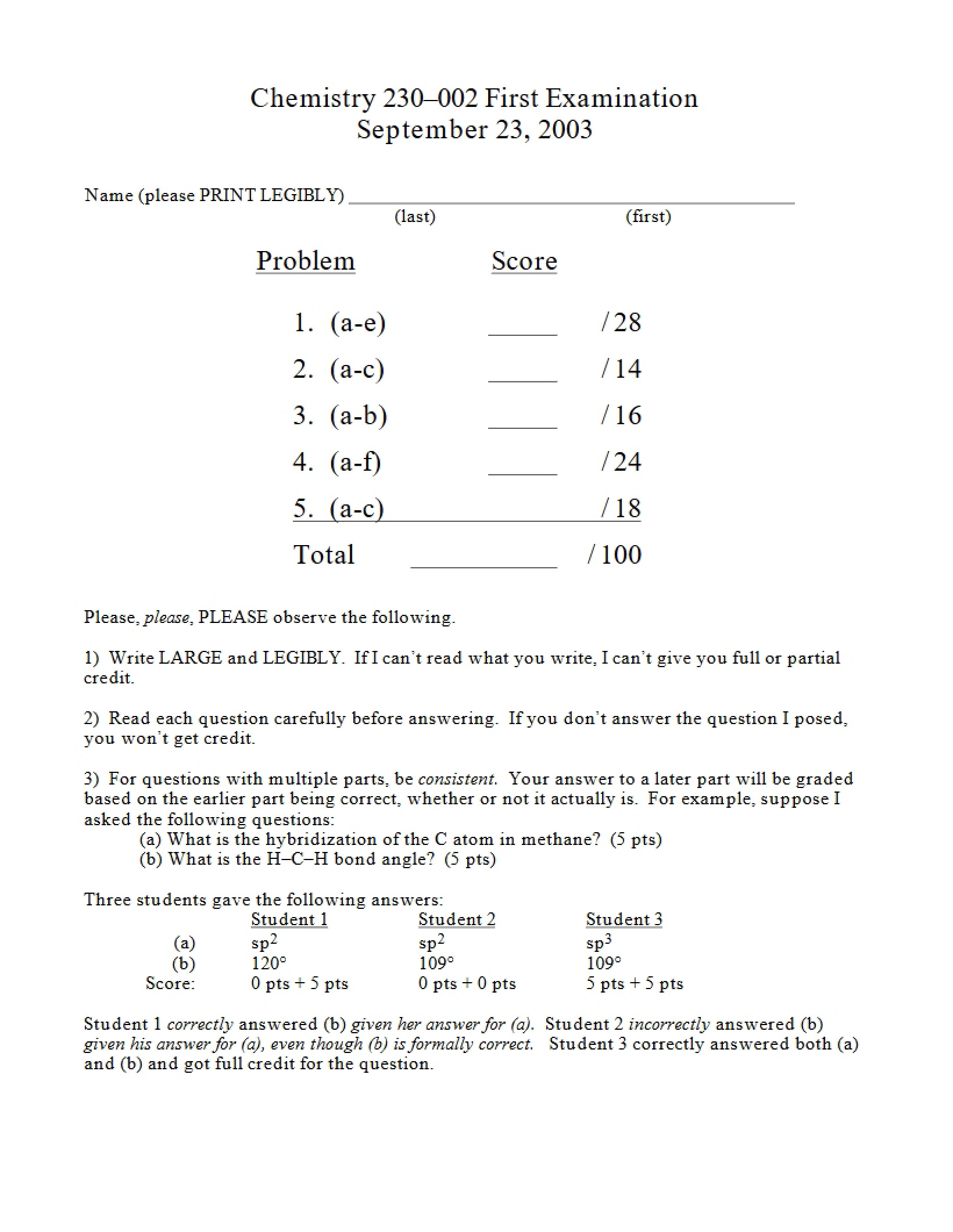 First Exam Chem 230-002