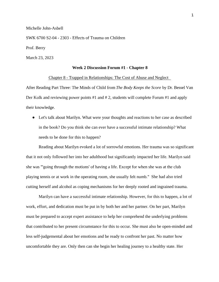 Chapter 8 - Discussion Forum 1 (Week 2)