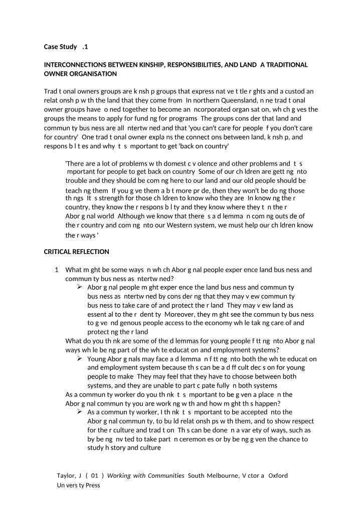Interconnections of Land, Kinship, and Responsibilities