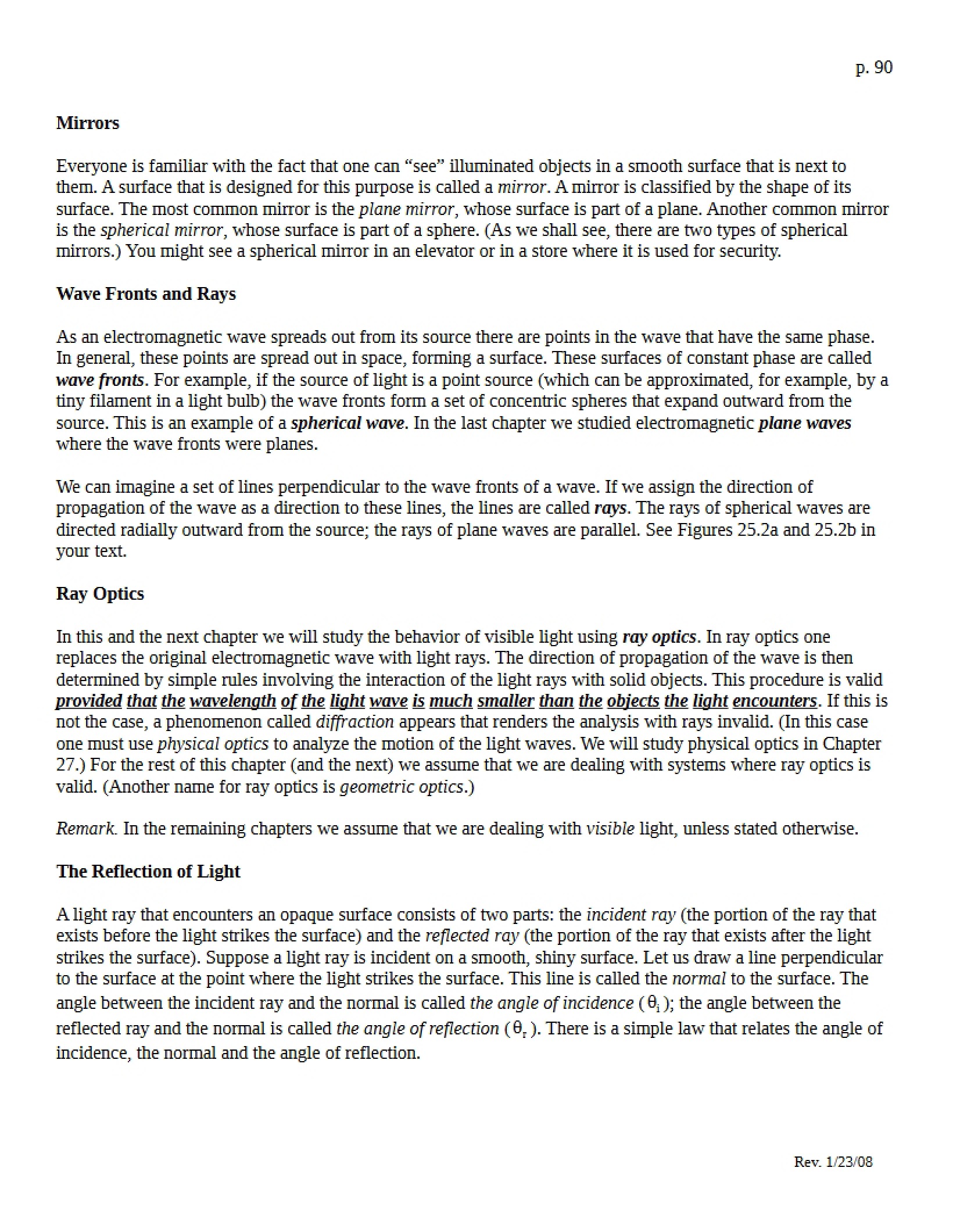 Physics of Mirrors