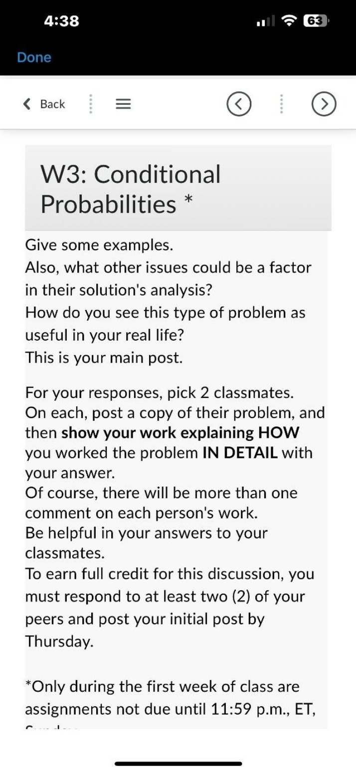 MATH 120 Week 3 Conditional Probabilities Part B