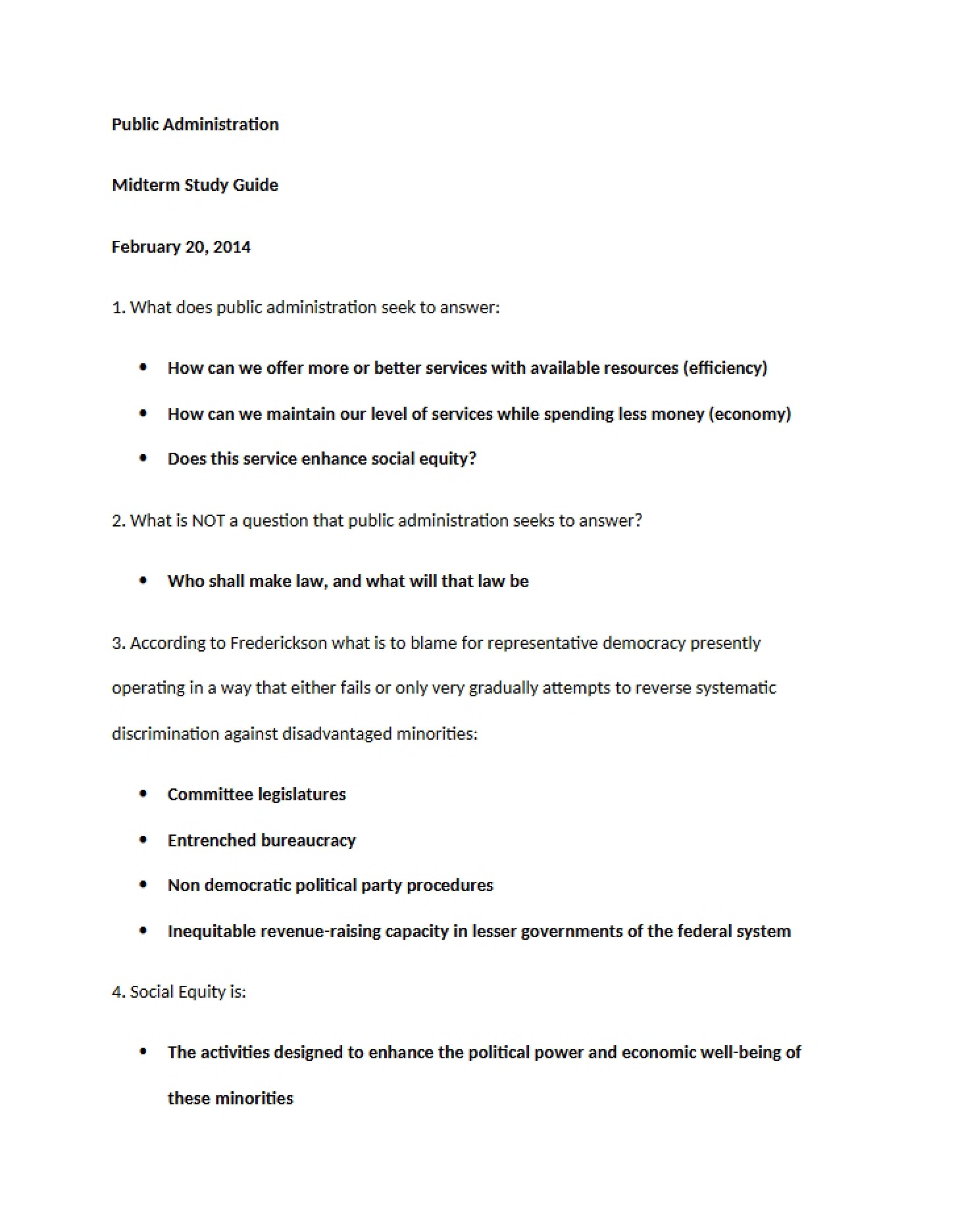 Study Guide for Midterm