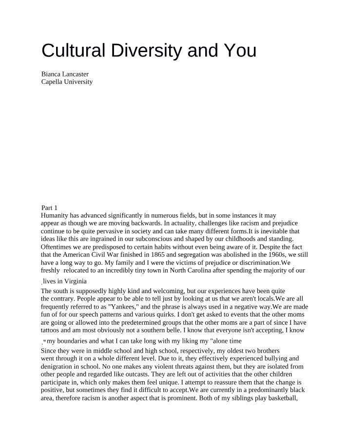 You and Cultural Diversity