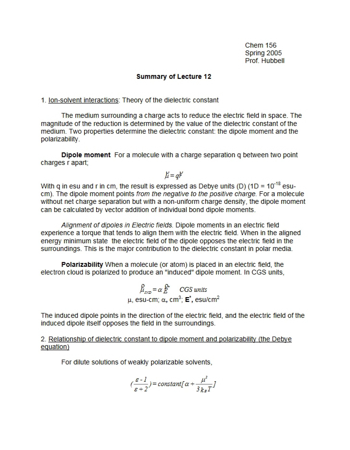 Lecture 12 Summary