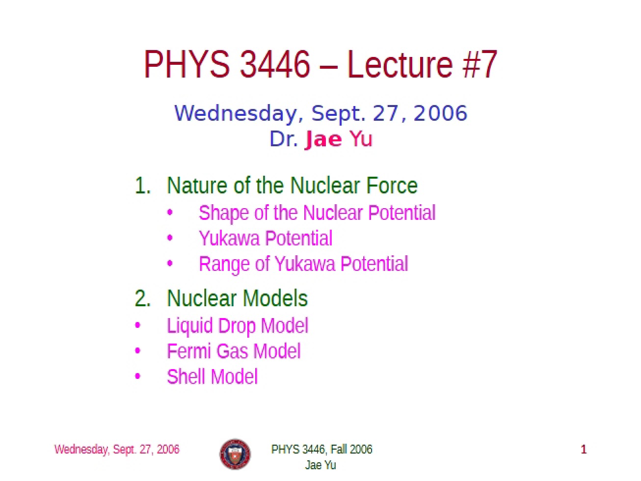 Notes from Lecture (6)