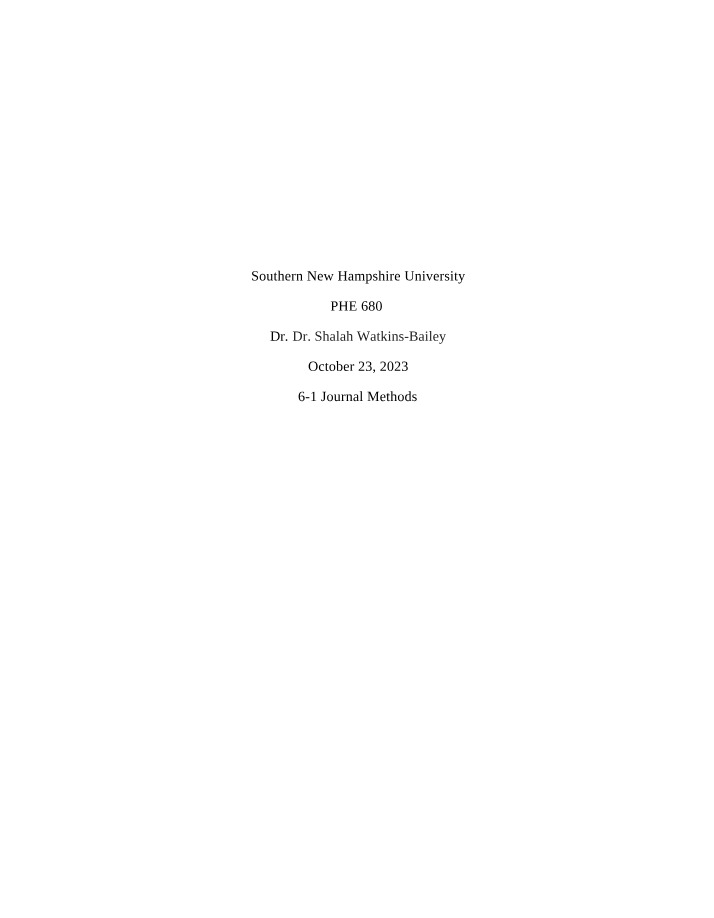 Methods for 6-1 Journal