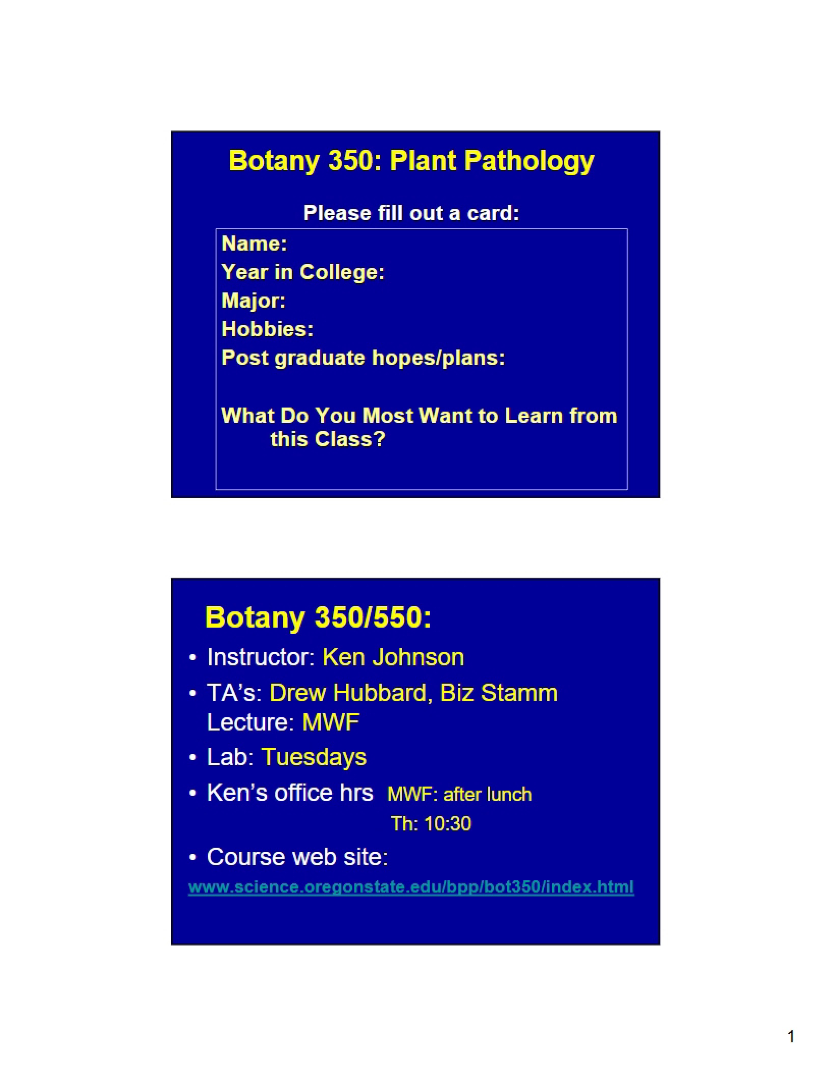 Plant Pathology Botany 350