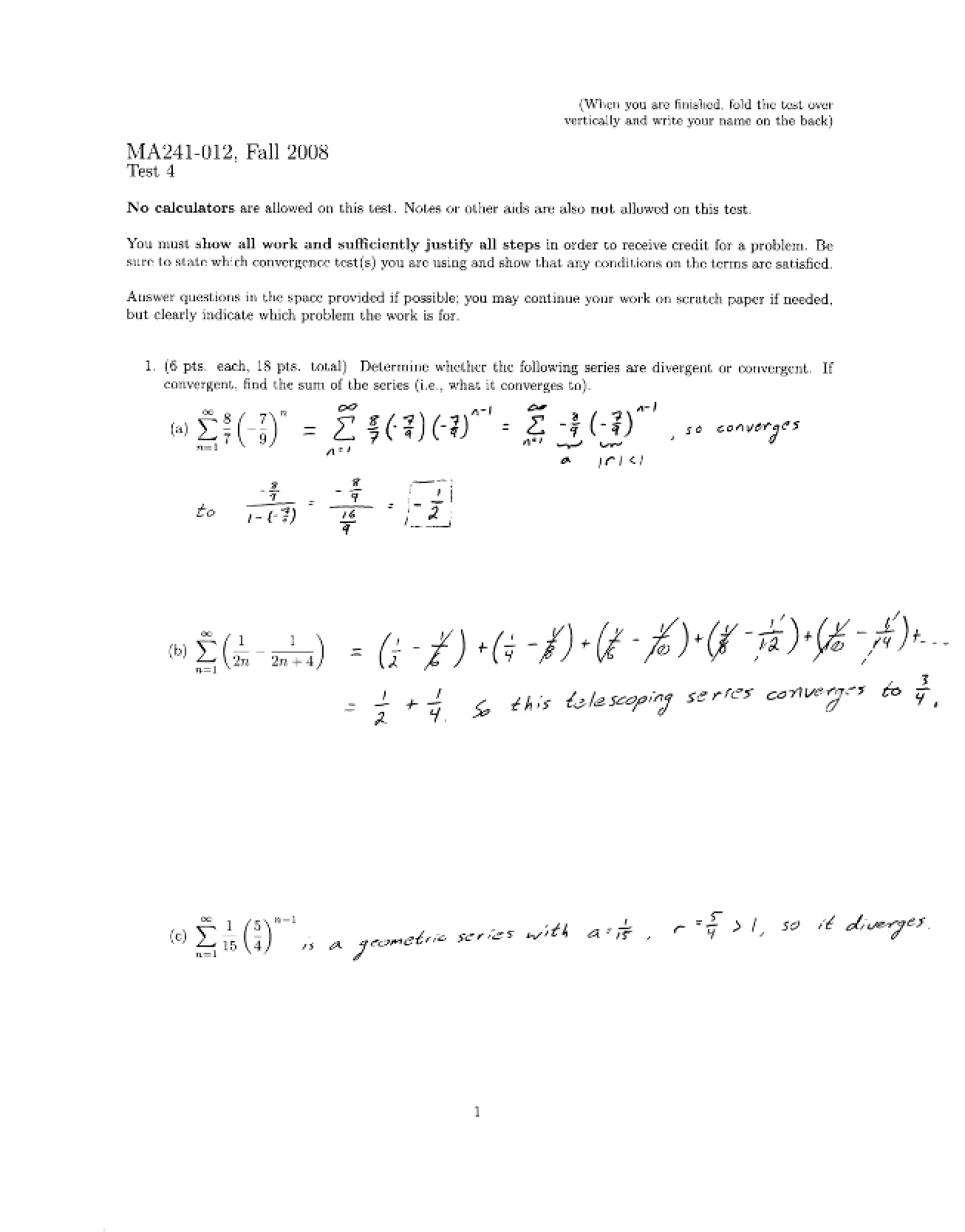 Test 4 Solutions