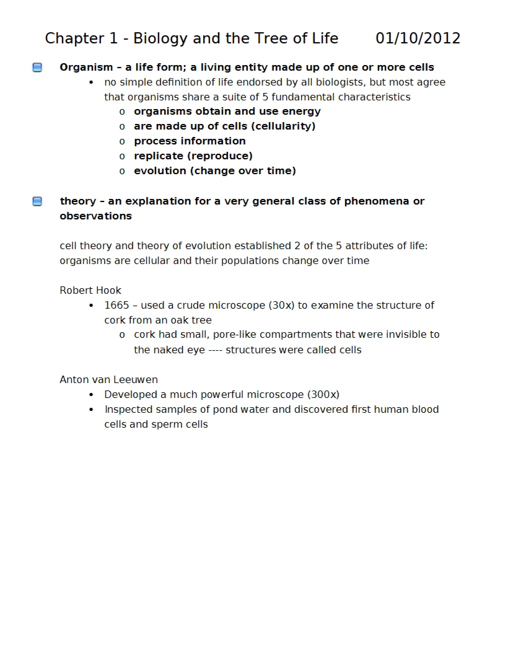 Biology and Tree of Life Chapter 1