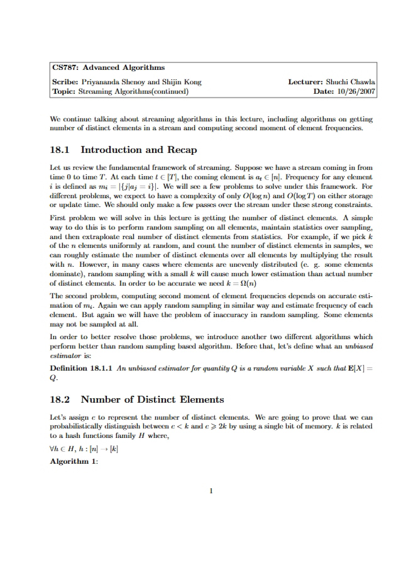 Eighteenth Lecture