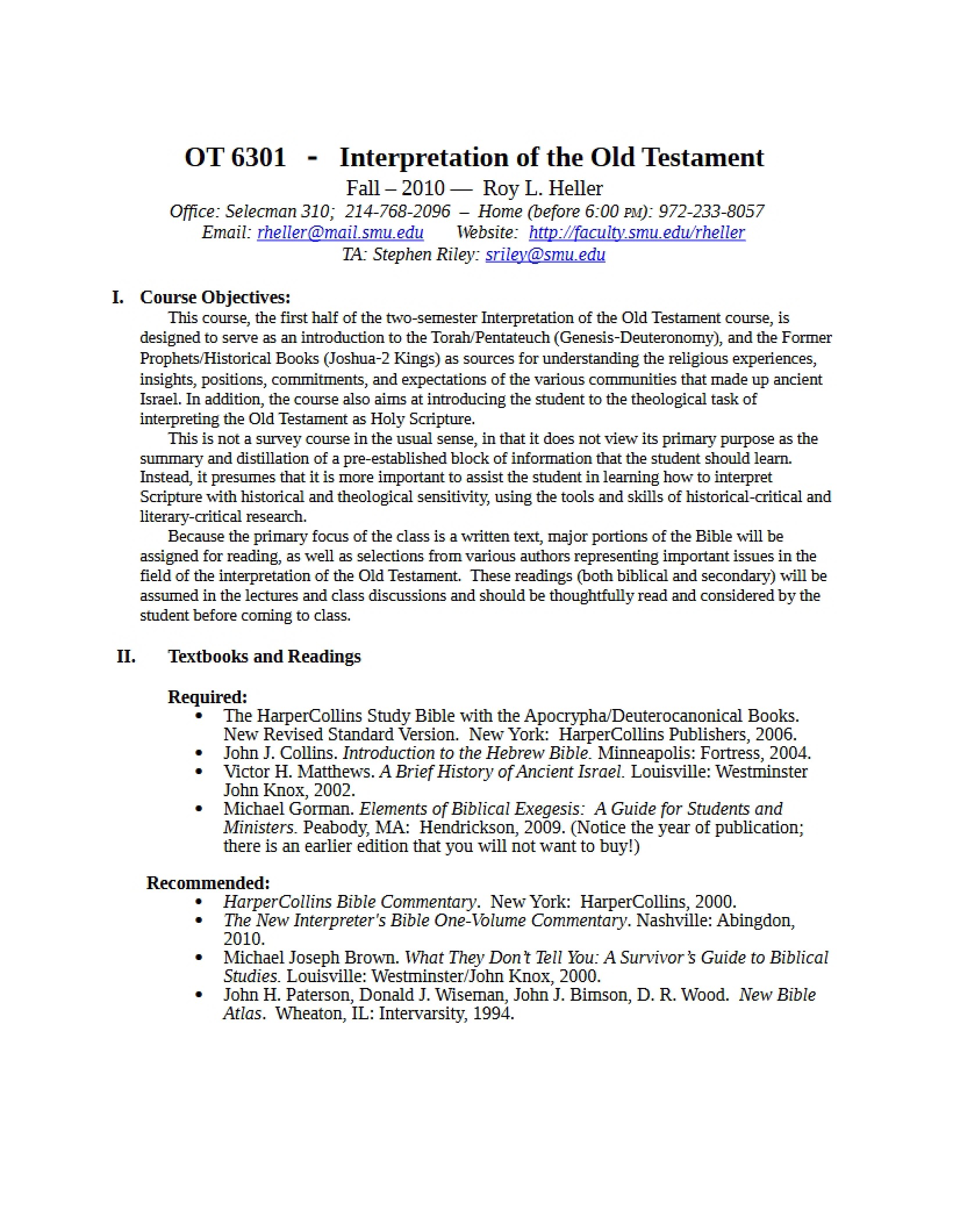 OT 6301 Syllabus