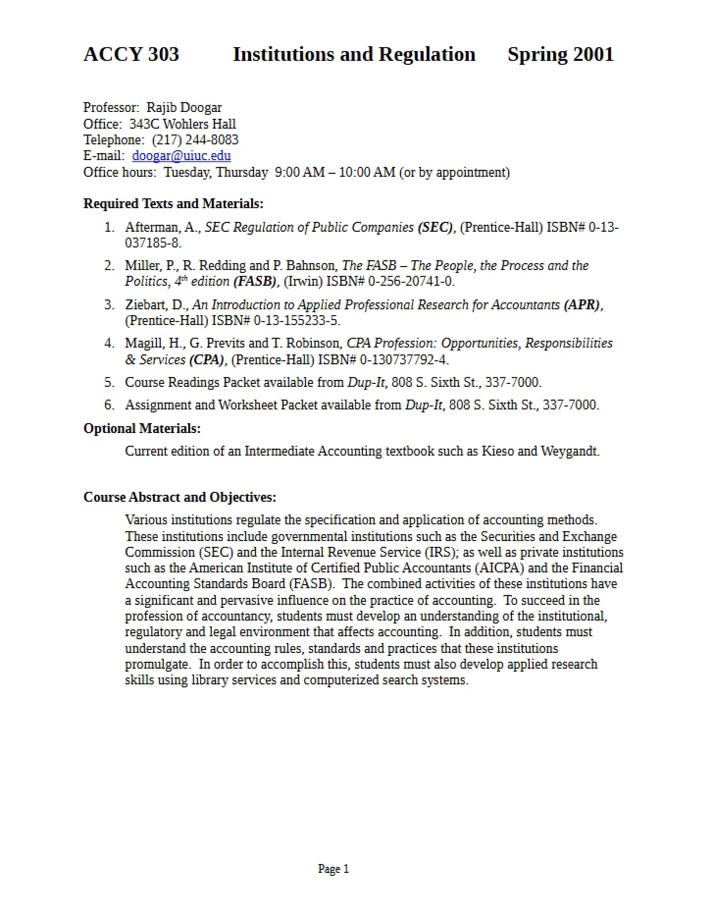 Institutions and Regulations