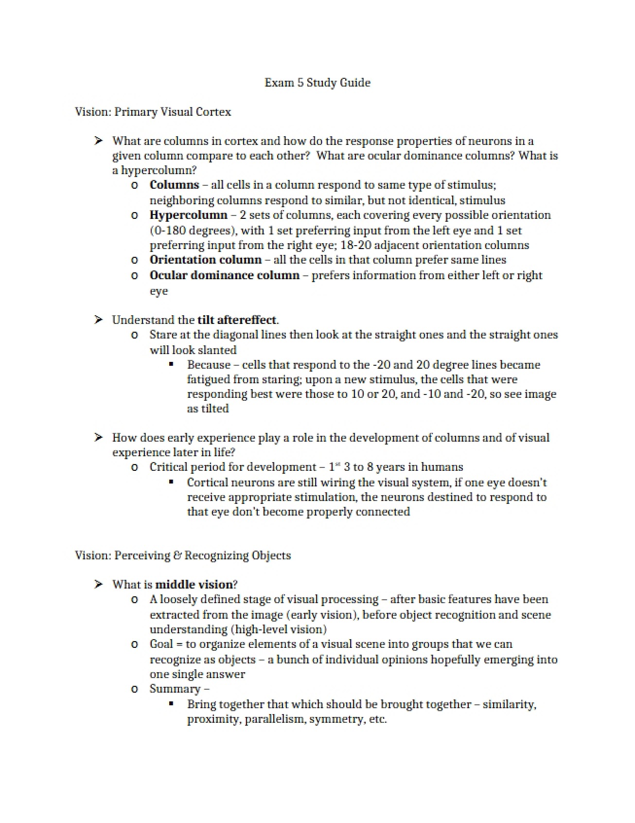 Fifth Examination Overview