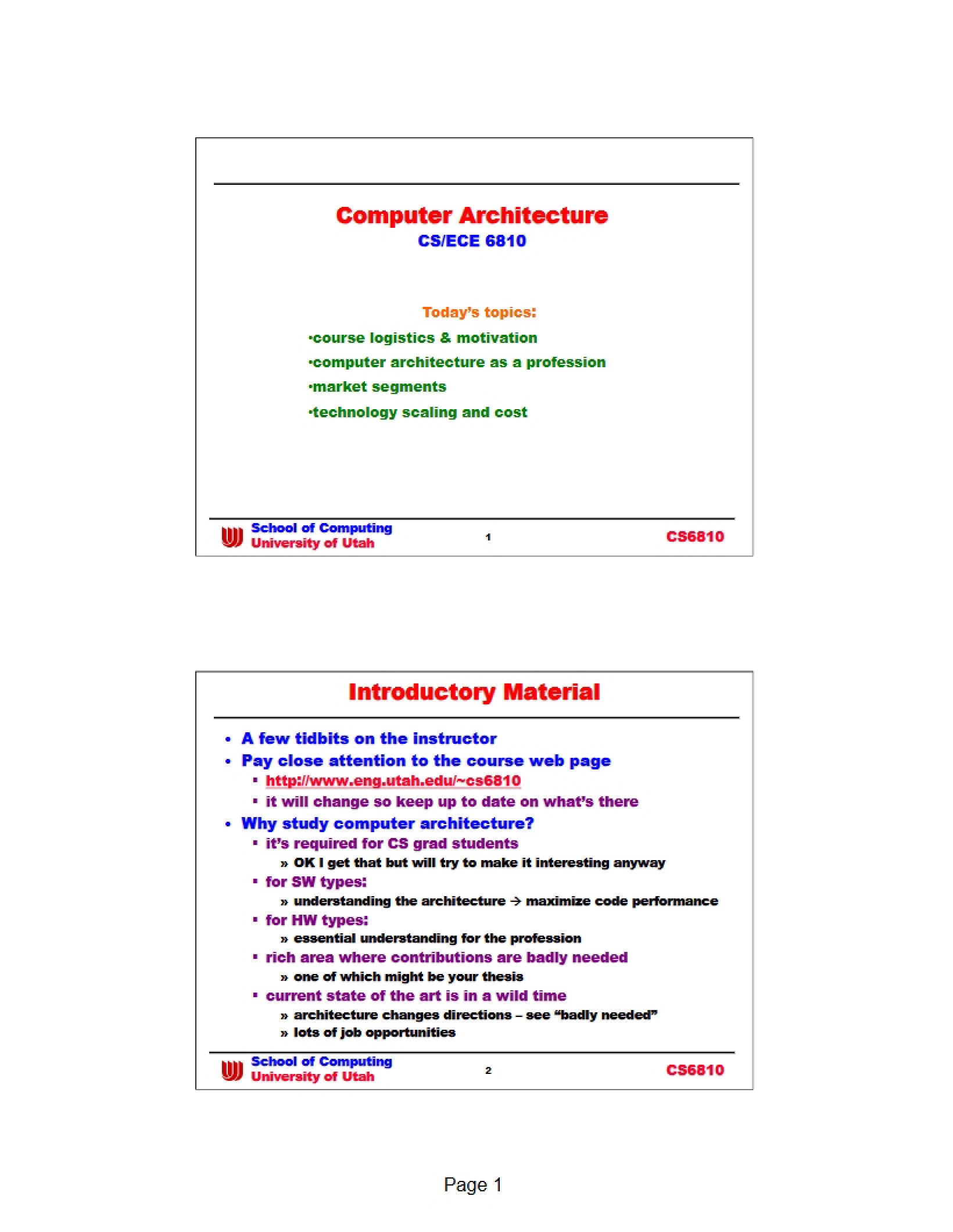 Architecture of Computers