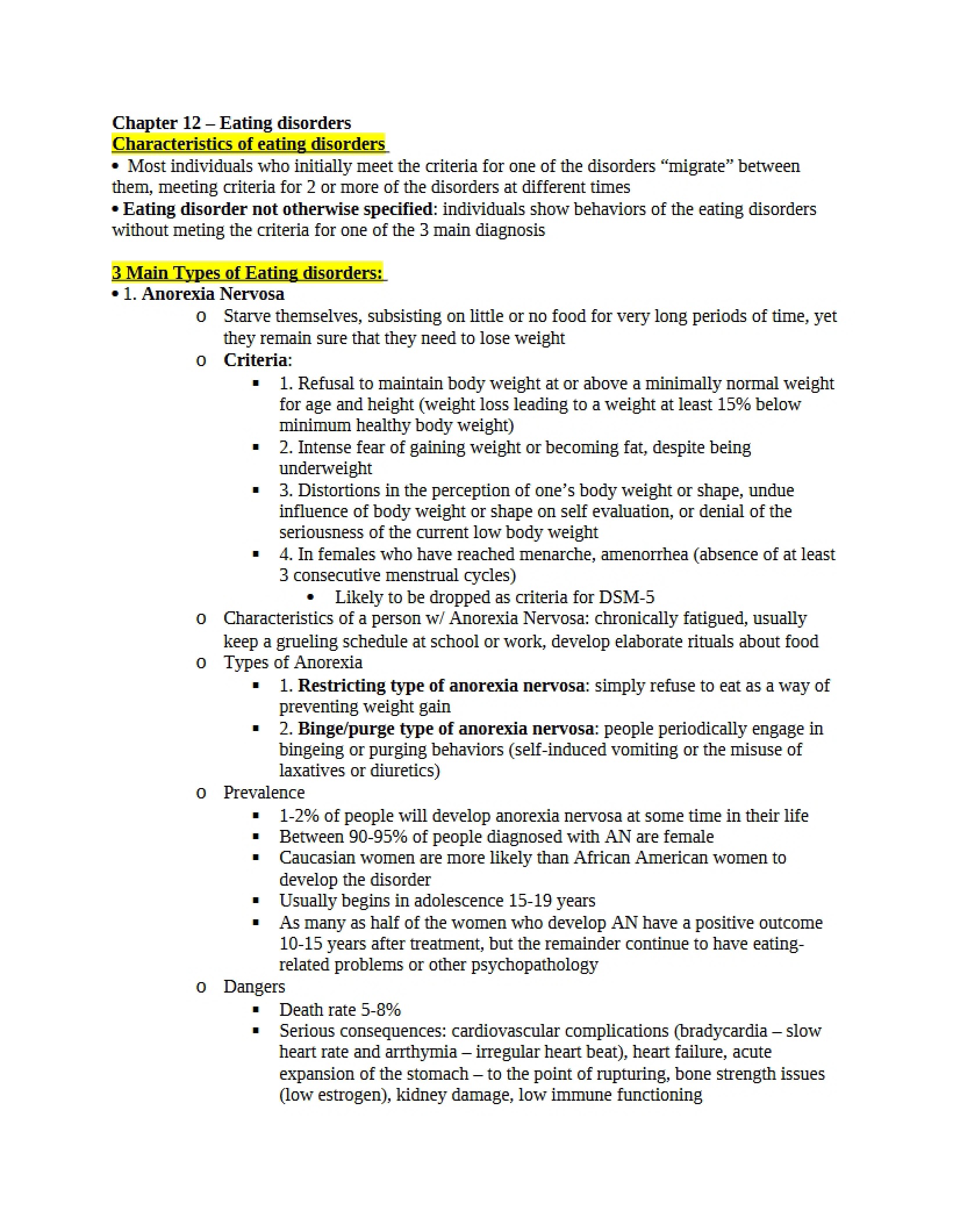 Eating Disorders Chapter 12
