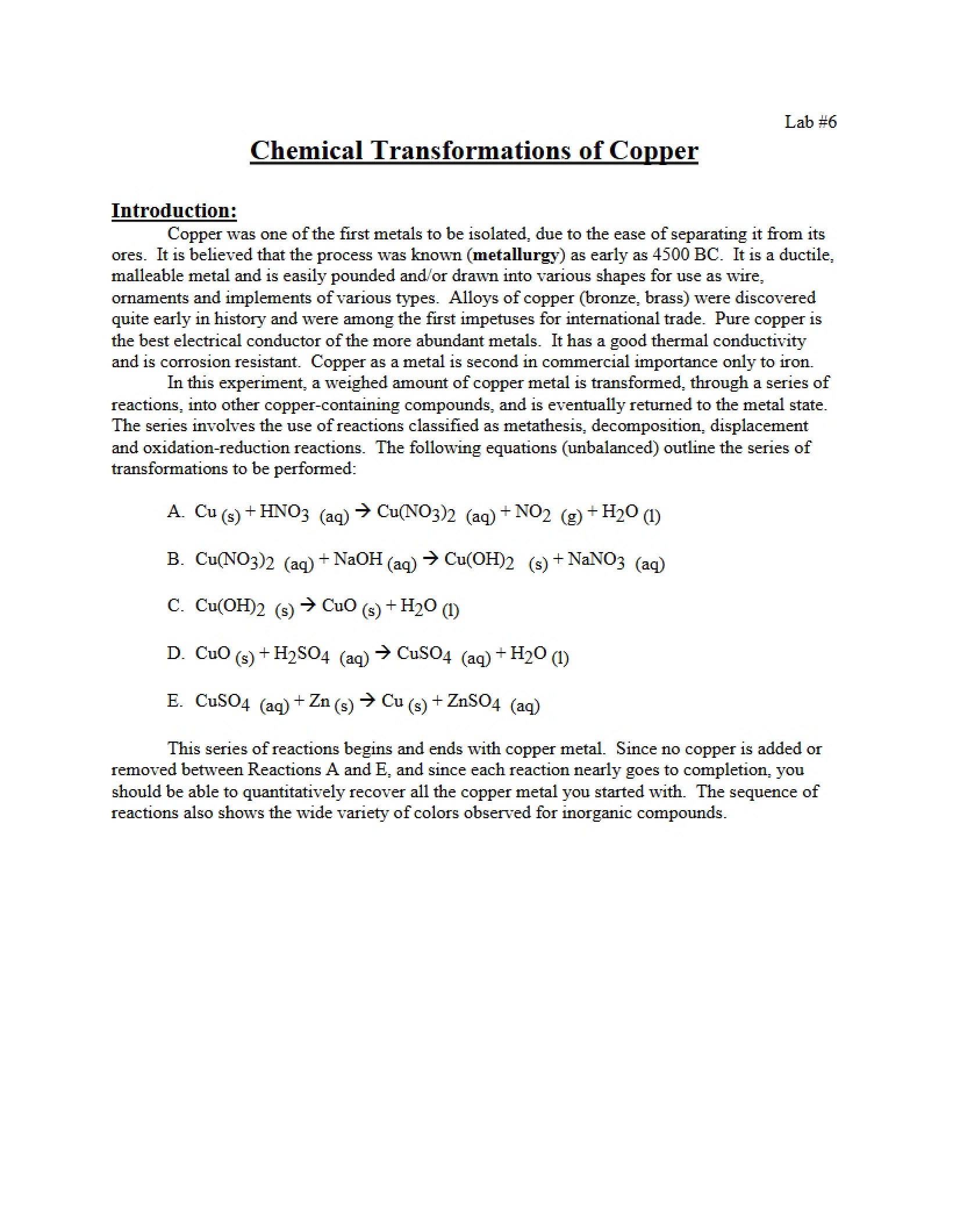 Copper Chemical Transformations