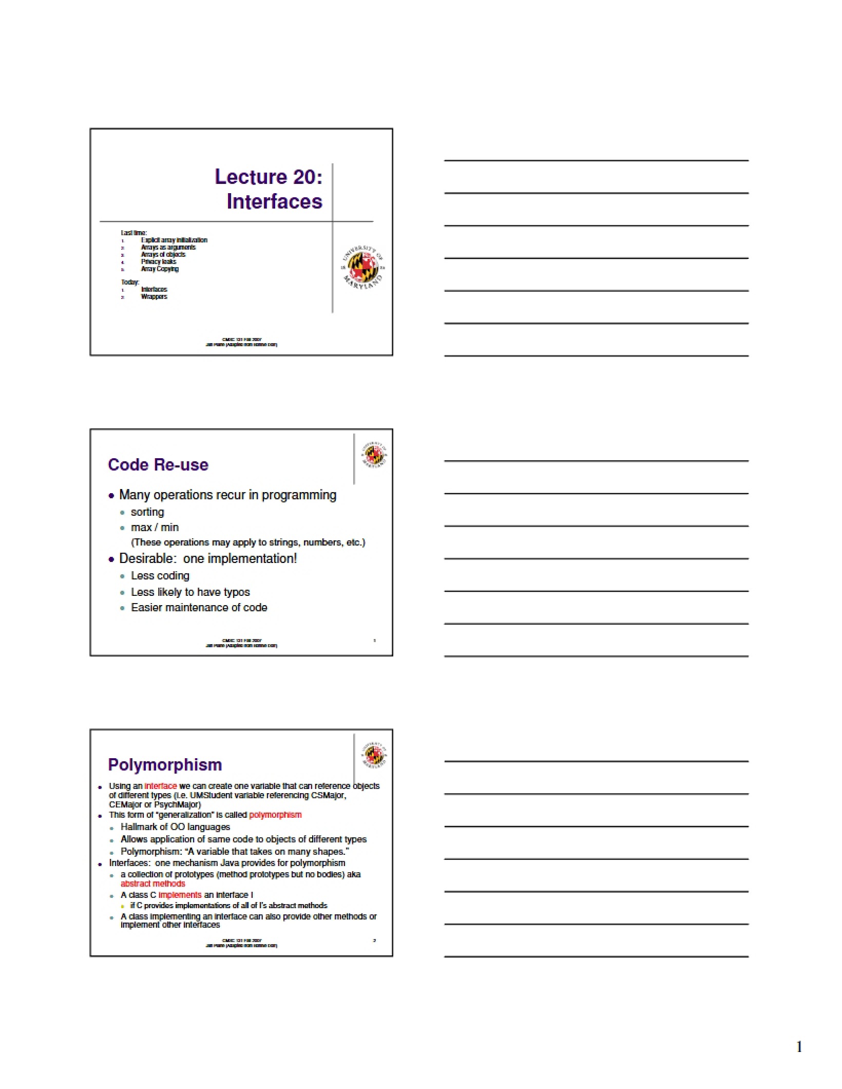 Interfaces (Lecture 20)
