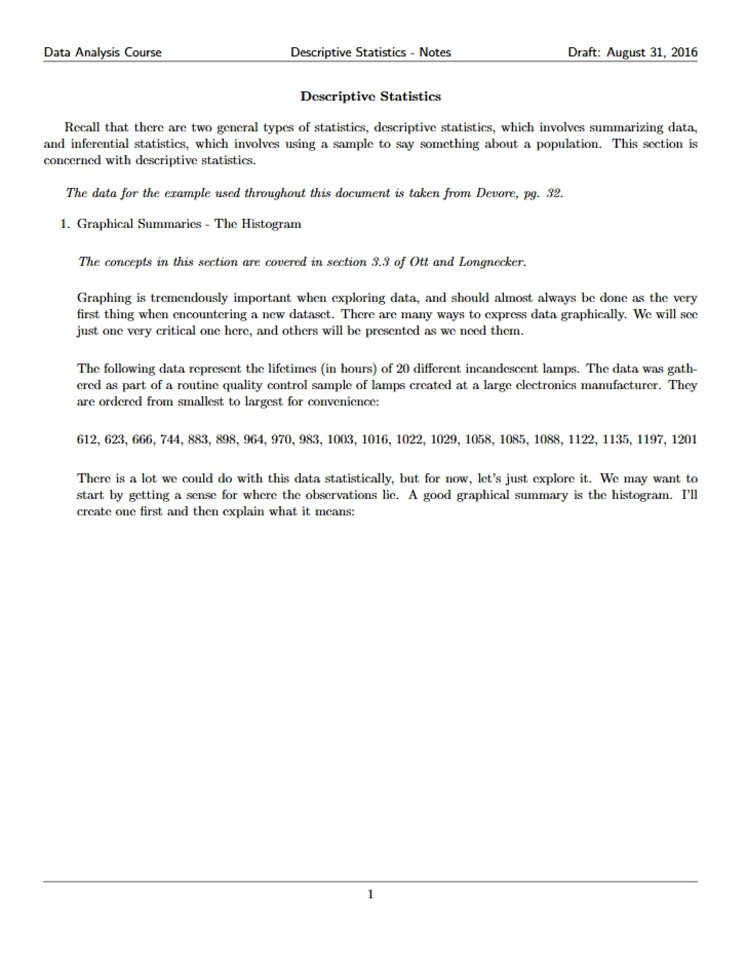 Descriptive Statistics Notes