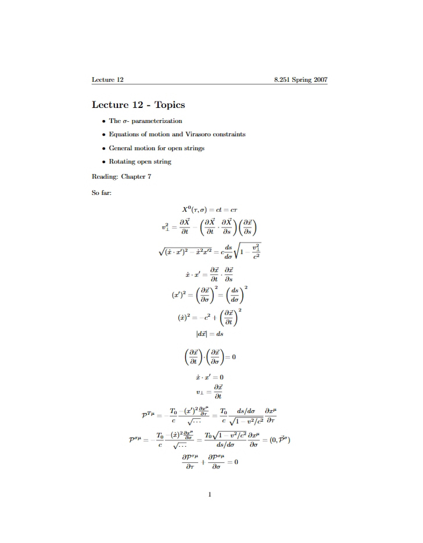Notes from Class