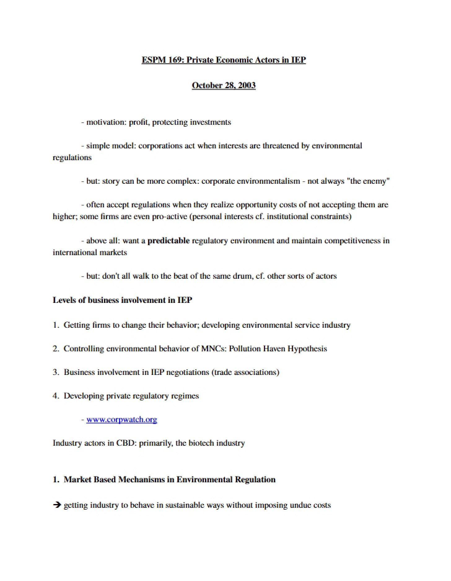 IEP Private Economic Actors