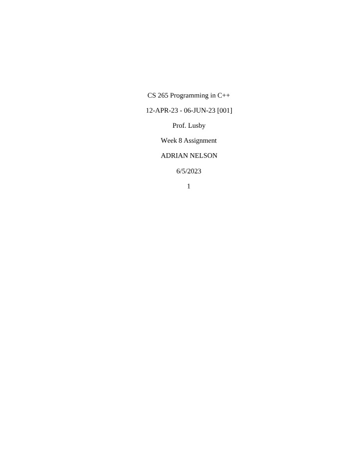Week 8 Programming in C++ Assignment - Fruit Data