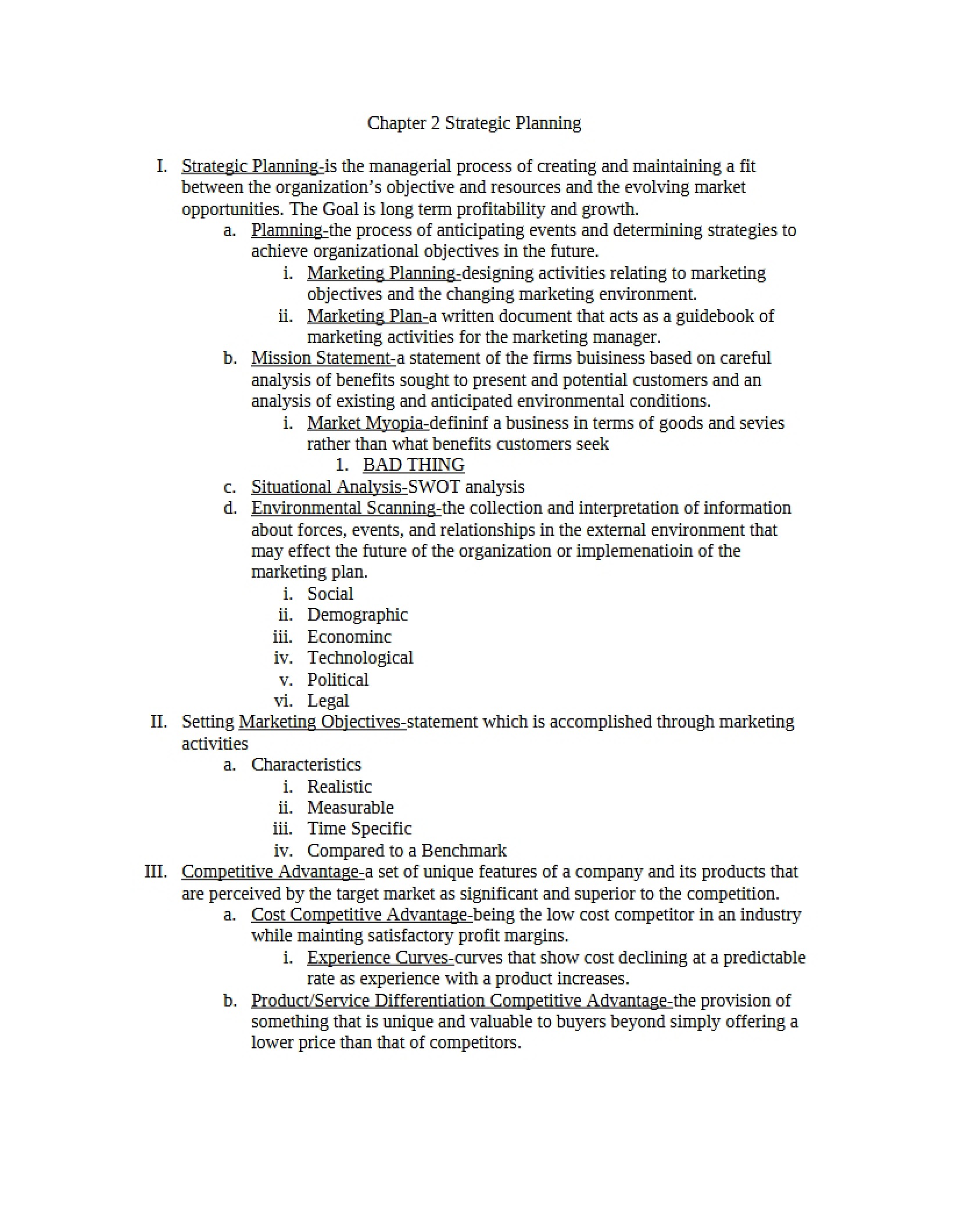 Strategic Planning - Chapter 2