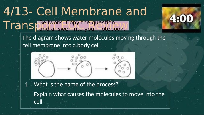 Cell Membrane Transport and Water Movement