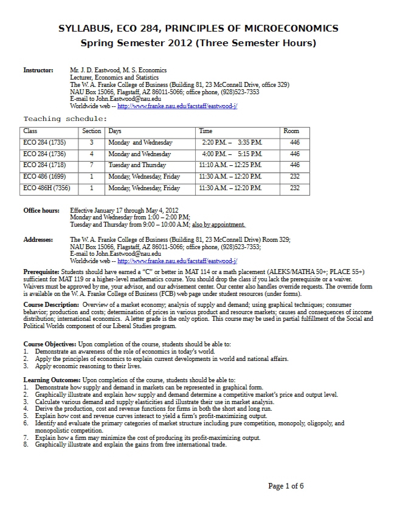 Micro Economics Syllabus