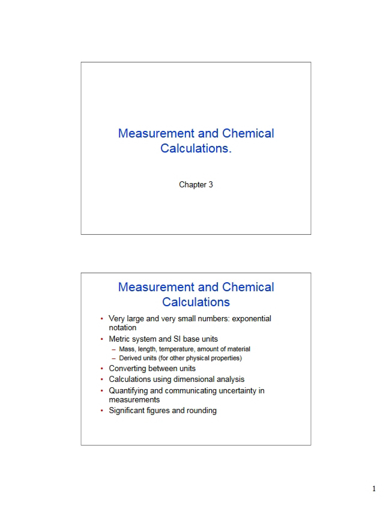 Measurement in Chemistry
