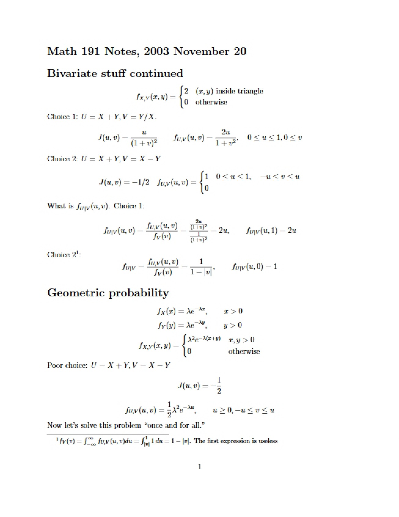 Mathematical Probability November 20