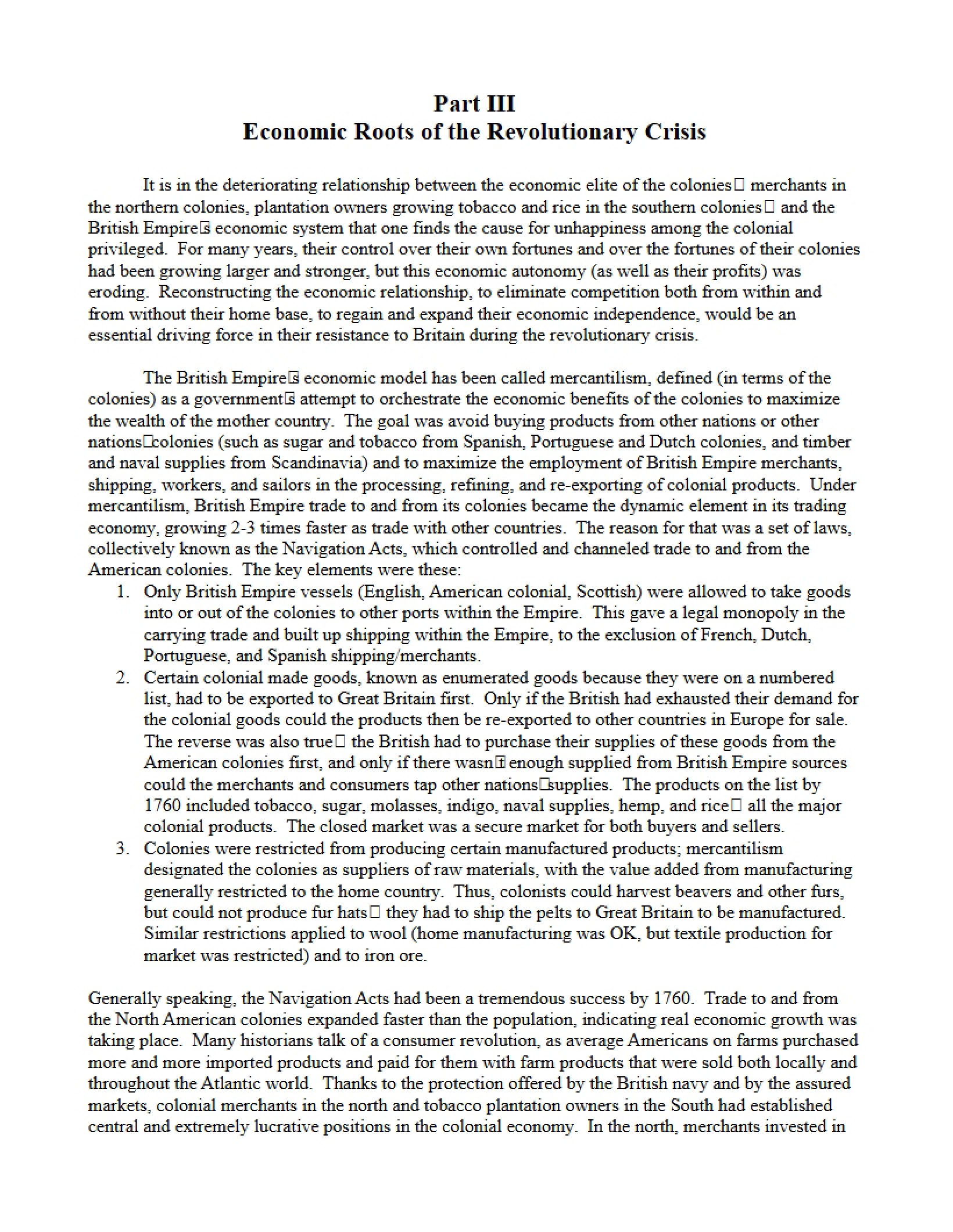 Revolutionary Crisis Economic Roots