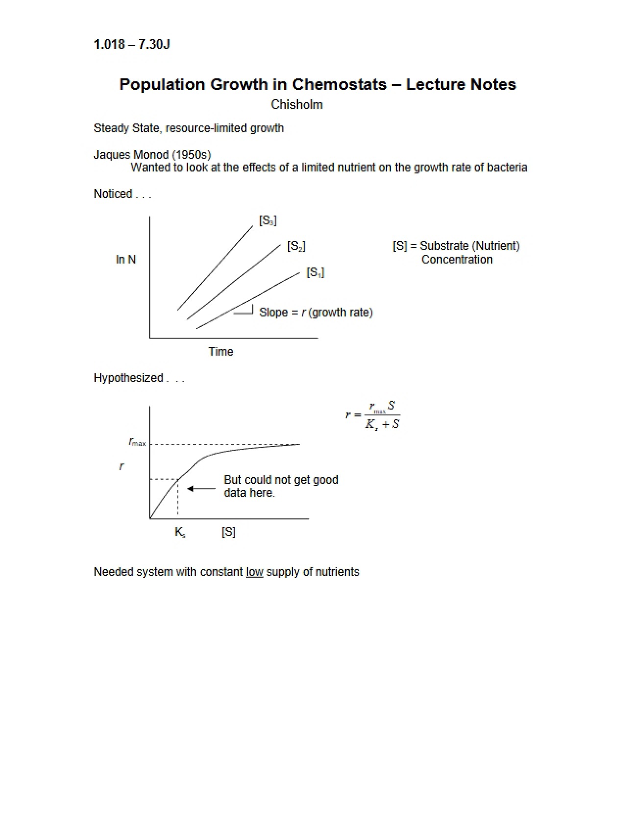 Chemostat Population Growth