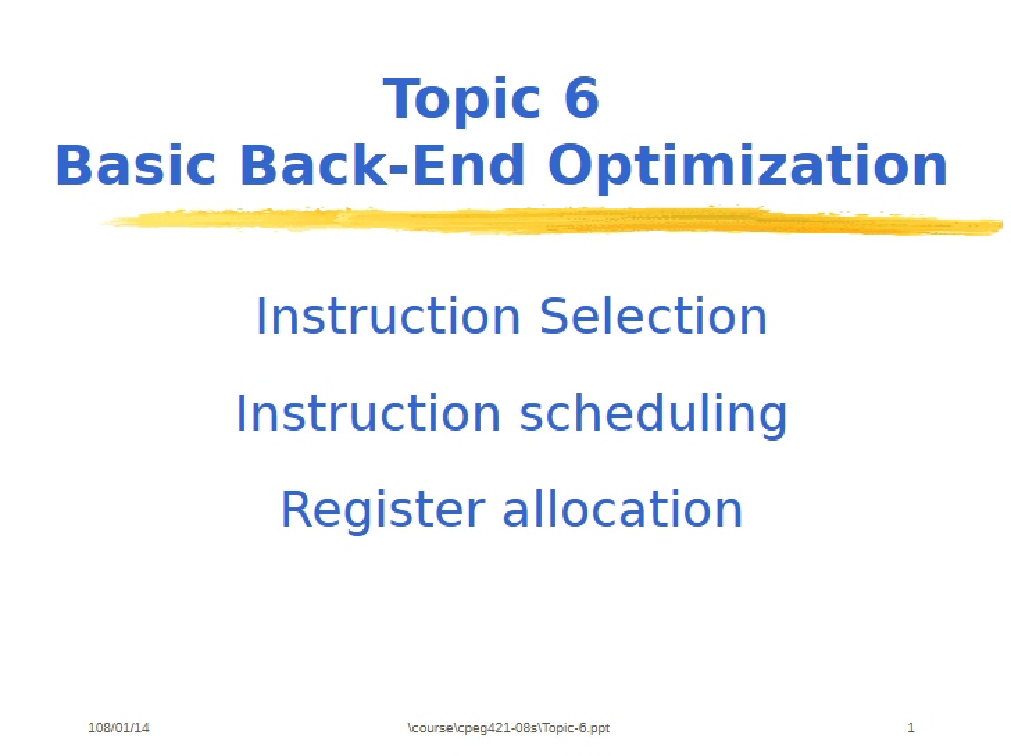 Optimization Basic Back-End